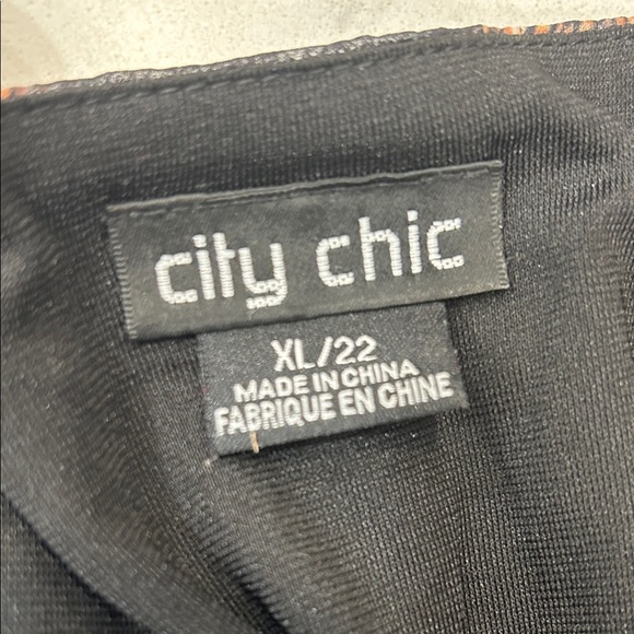 City Chic Elegant Black and Brown Leaf Print Maxi Dress XL - Picture 7 of 15